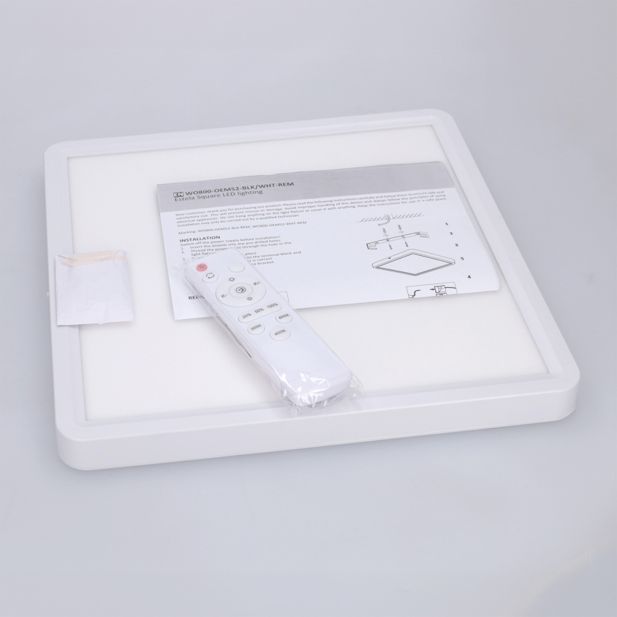 Brilagi - LED-dimmbare Deckenleuchte ESTELA SQUARE LED/36W/230V 3000-6500K 31x31 cm weiß + Fernbedienung