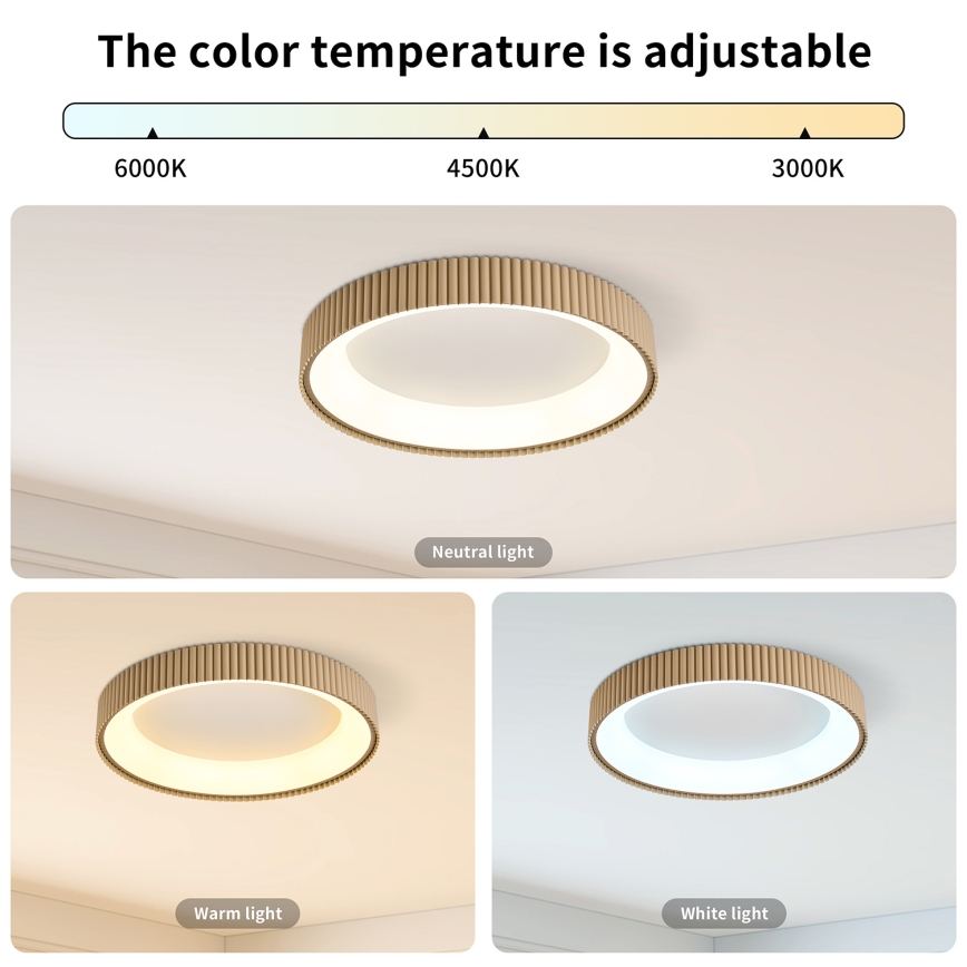 Brilagi - LED-dimmbare Deckenleuchte FALCON MODERN LED/30W/230V 3000-6500K Ø 40 cm beige + Fernbedienung