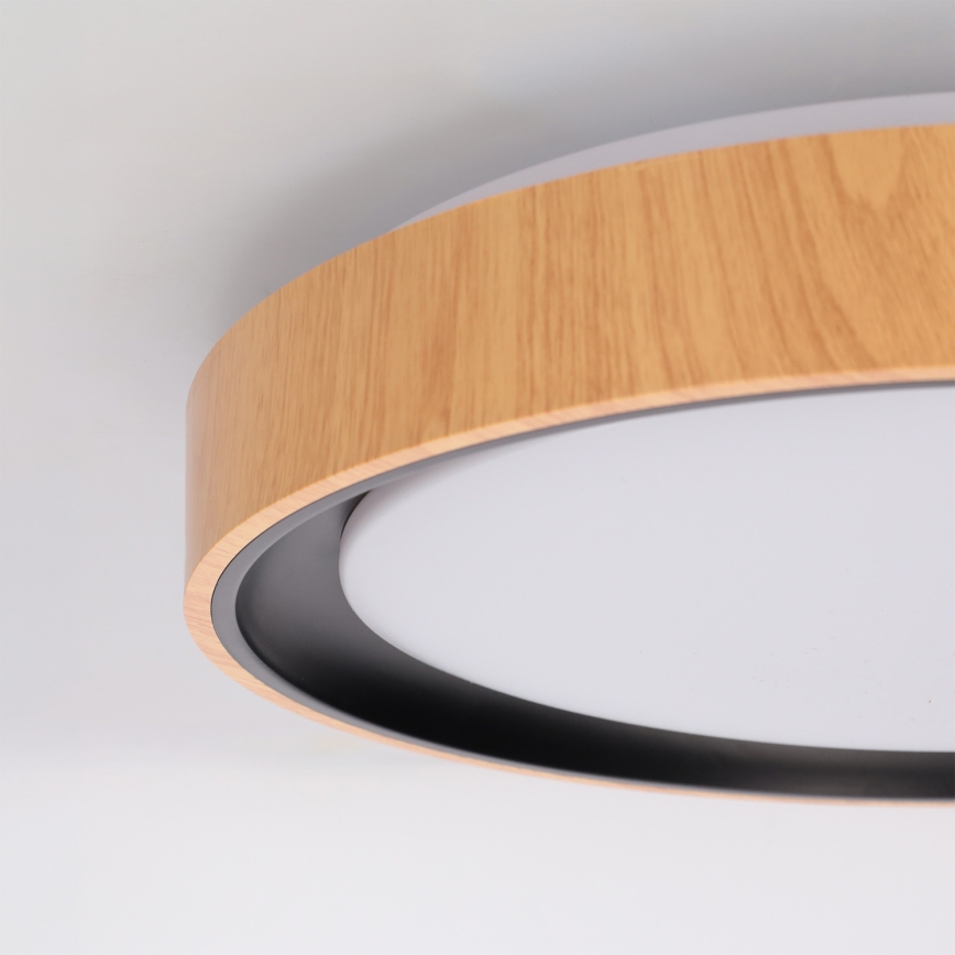 Brilagi - LED dimmbar Deckenleuchte FLOCO LED/48 W/230 V 3000–6500 K Ø 40 cm Holzdekor/Schwarz + Fernbedienung