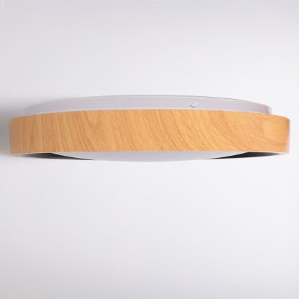 Brilagi - LED dimmbar Deckenleuchte FLOCO LED/48 W/230 V 3000–6500 K Ø 40 cm Holzdekor/Schwarz + Fernbedienung