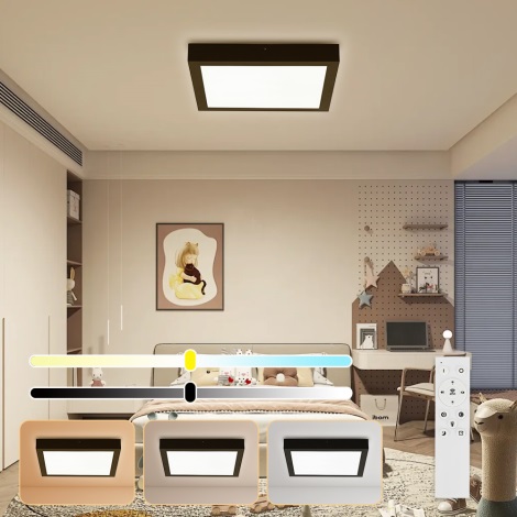Brilagi - Dimmbare LED-Deckenleuchte für Badezimmer FRAME SMART LED/24W/230V 3000-6000K IP44 schwarz + Fernbedienung