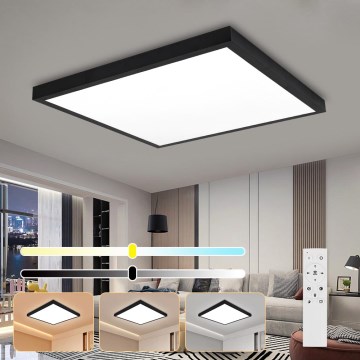 Brilagi - Dimmbare LED-Deckenleuchte für Badezimmer FRAME SMART LED/50W/230V 60x60 cm 3000-6000K IP44 schwarz + Fernbedienung