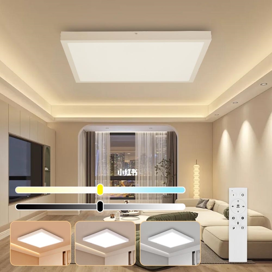 Brilagi - Dimmbare LED-Deckenleuchte für Badezimmer FRAME SMART LED/50W/230V 60x60 cm 3000-6000K IP44 weiß + Fernbedienung