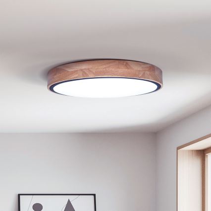 Brilagi - Dimmbare LED-Deckenleuchte GLORIA LED/48W/230V 3000-6500K Eiche d 40 cm + Fernbedienung