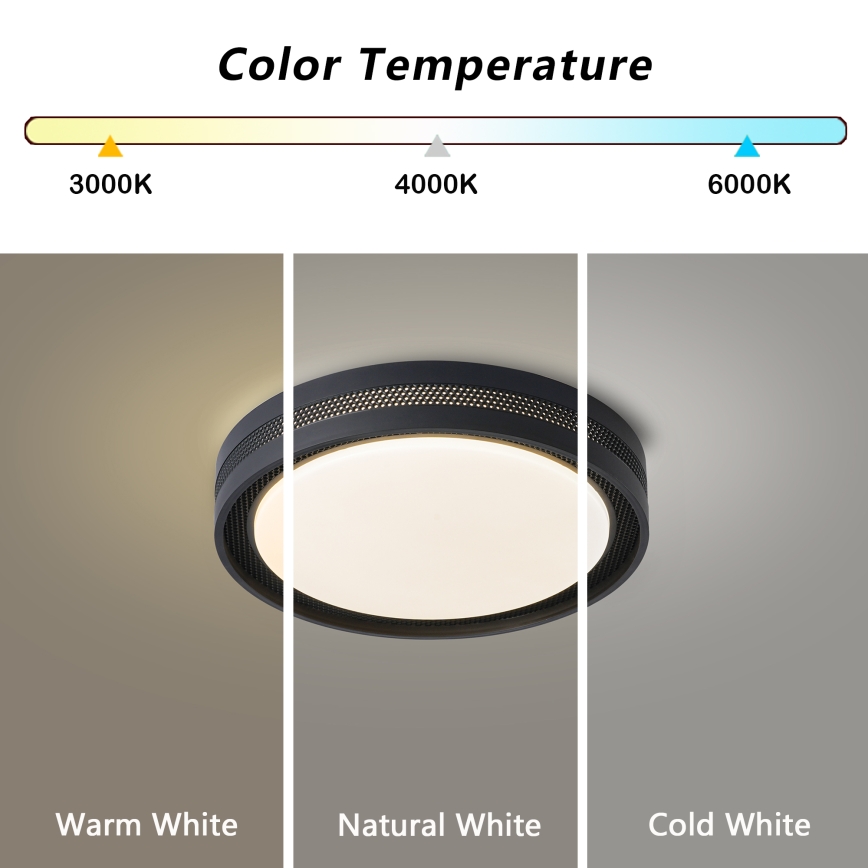 Brilagi - LED-dimmbare Deckenleuchte KREON LED/54W/230V 3000-6000K schwarz Ø 38 cm + Fernbedienung