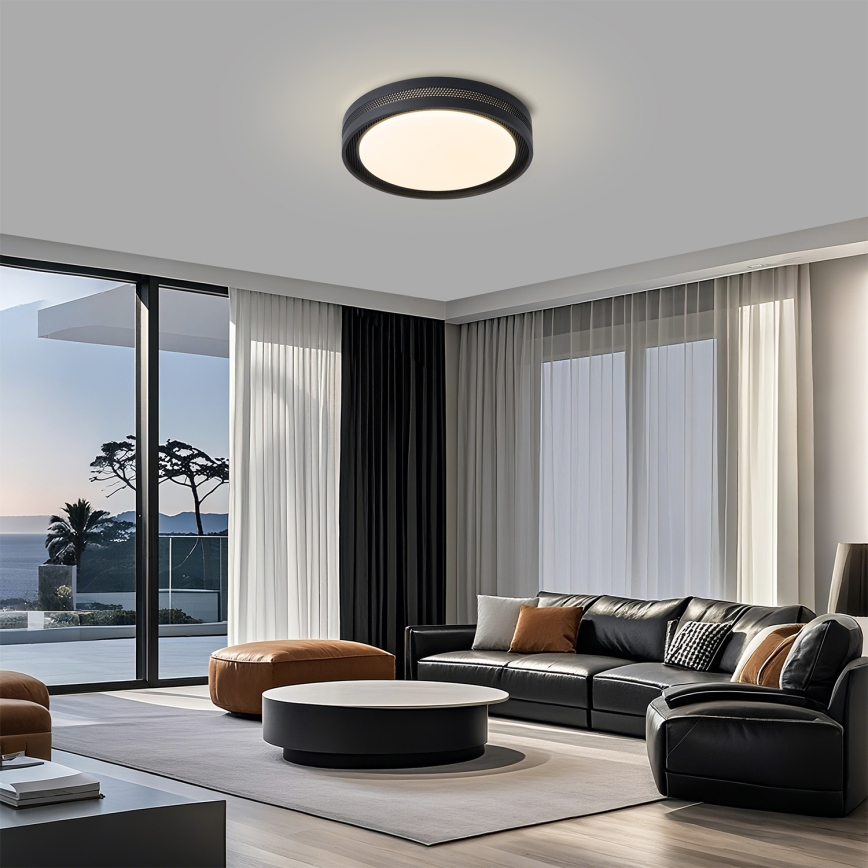 Brilagi - LED-dimmbare Deckenleuchte KREON LED/54W/230V 3000-6000K schwarz Ø 38 cm + Fernbedienung