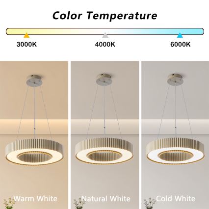 Brilagi - Dimmbarer LED-Pendelleuchter LUMIX an Kabel LED/48W/230V 3000-6000K Beige Ø 50 cm + Fernbedienung