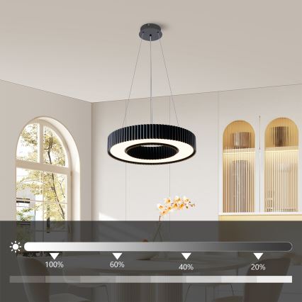 Brilagi - dimmbare LED-Pendelleuchte mit Seilaufhängung LUMIX LED/48W/230V 3000–6000K schwarz Ø 50 cm + Fernbedienung