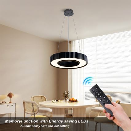 Brilagi - dimmbare LED-Pendelleuchte mit Seilaufhängung LUMIX LED/48W/230V 3000–6000K schwarz Ø 50 cm + Fernbedienung
