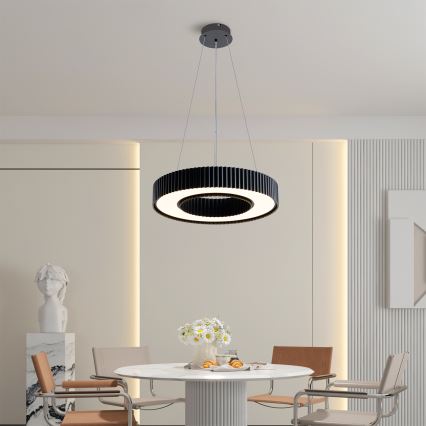 Brilagi - dimmbare LED-Pendelleuchte mit Seilaufhängung LUMIX LED/48W/230V 3000–6000K schwarz Ø 50 cm + Fernbedienung