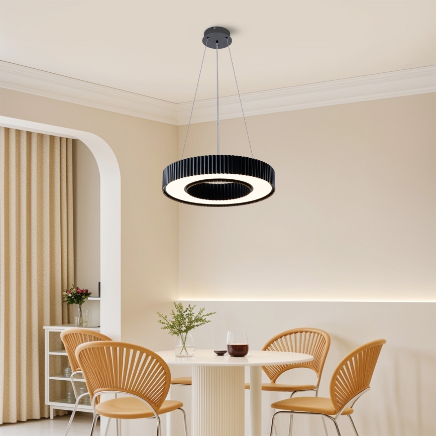 Brilagi - dimmbare LED-Pendelleuchte mit Seilaufhängung LUMIX LED/48W/230V 3000–6000K schwarz Ø 50 cm + Fernbedienung