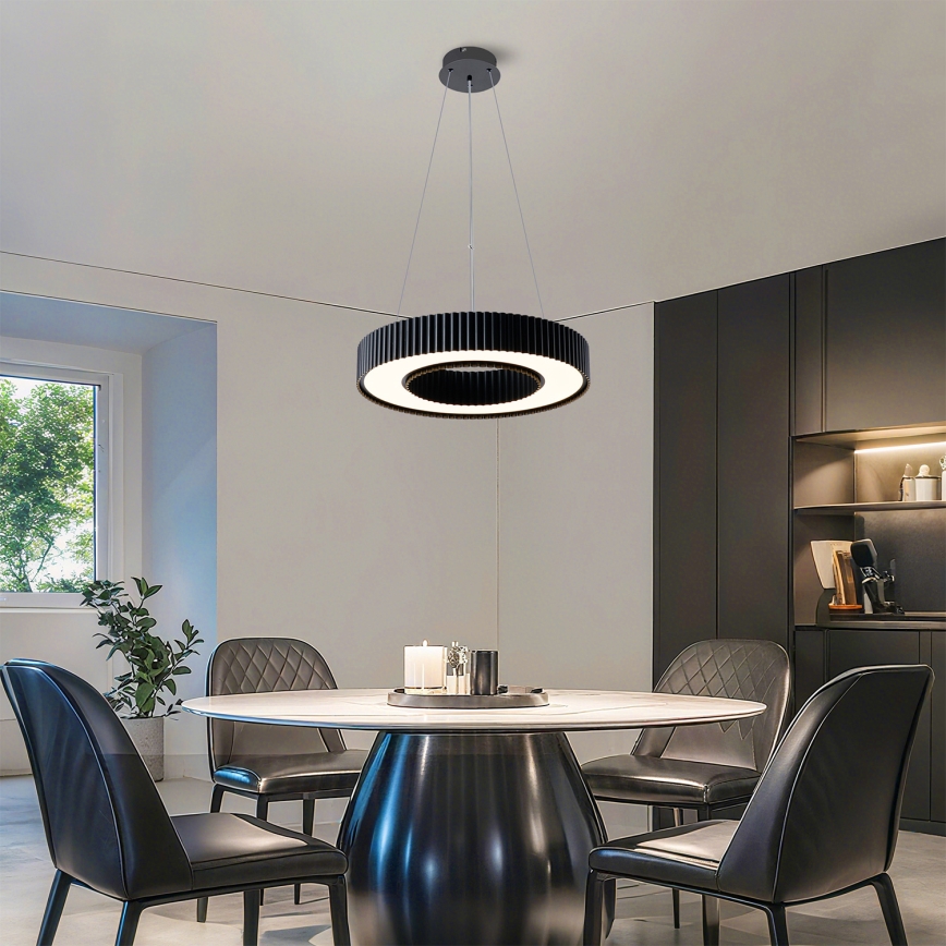 Brilagi - dimmbare LED-Pendelleuchte mit Seilaufhängung LUMIX LED/48W/230V 3000–6000K schwarz Ø 50 cm + Fernbedienung