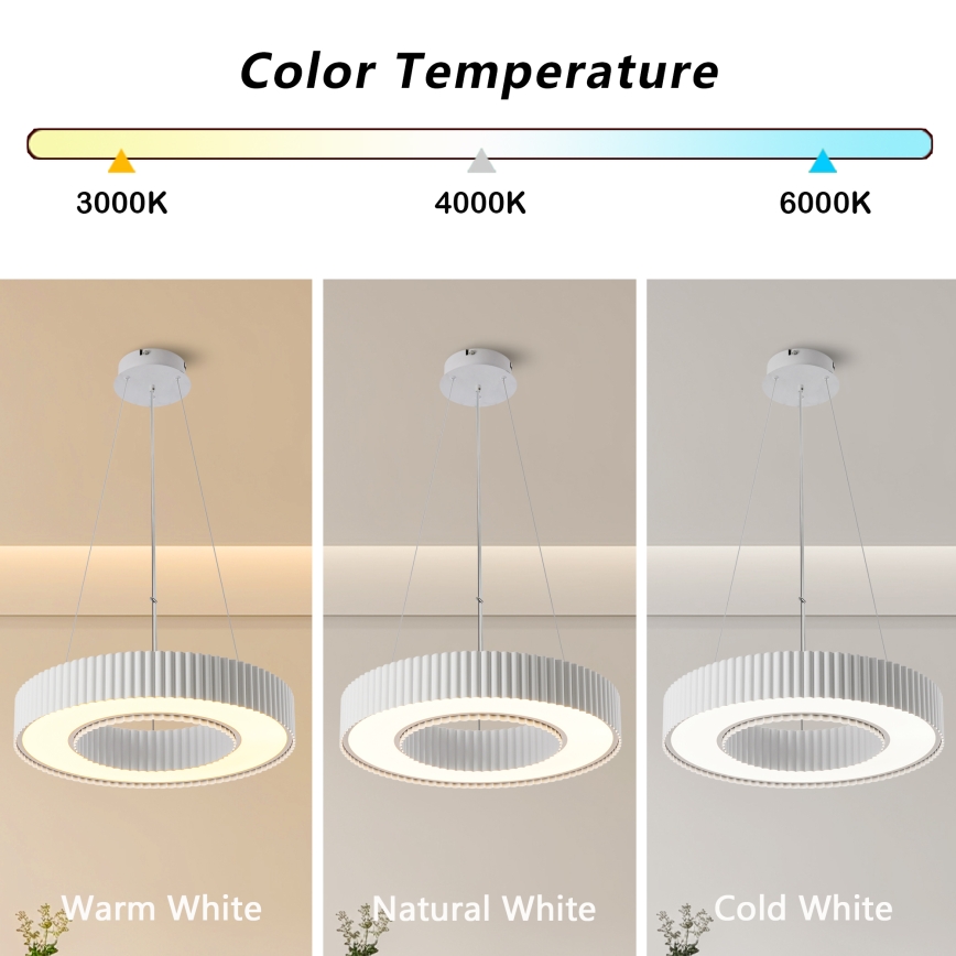 Brilagi - LED-dimmbare Pendelleuchte am Seil LUMIX LED/48W/230V 3000-6000K weiß Ø 50 cm + Fernbedienung