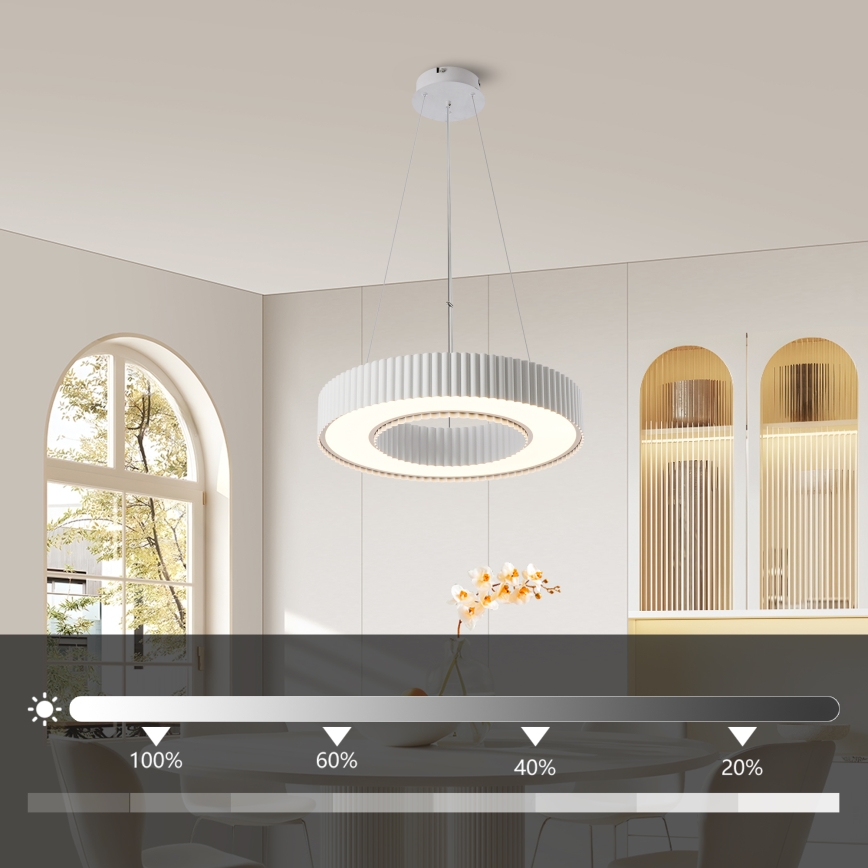 Brilagi - LED-dimmbare Pendelleuchte am Seil LUMIX LED/48W/230V 3000-6000K weiß Ø 50 cm + Fernbedienung