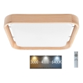 Brilagi - Dimmbare LED-Deckenleuchte MANAROLA CUBIC LED/24W/230V 45x45 cm 3000-6500K Kiefernholzoptik inkl. Fernbedienung