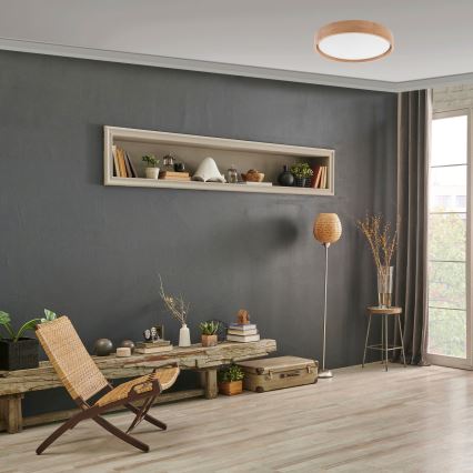 Brilagi - LED-dimmbare Deckenleuchte MANAROLA LED/24W/230V Ø 42 cm 3000-6500K Eiche + Fernbedienung