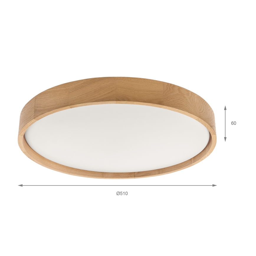 Brilagi - Dimmbare LED-Deckenleuchte MANAROLA REMOTE LED/36W/230V 3000-6500K Ø 51 cm Eiche + Fernbedienung