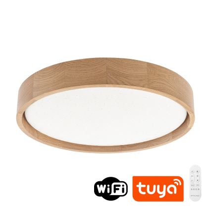 Brilagi - Dimmbare LED-Deckenleuchte MANAROLA SMART STARS LED/24W/230V 3000-6000K Wi-Fi Tuya Beacon Durchmesser 41 cm Eiche + Fernbedienung