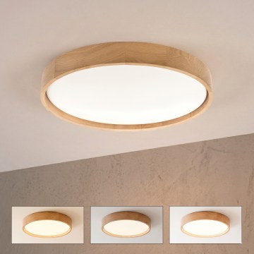 Brilagi - dimmbare LED-Deckenleuchte MANAROLA SMART LED/36W/230V 3000–6000K Wi-Fi Tuya Beacon Ø 51 cm Eiche + Fernbedienung