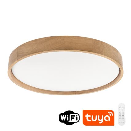 Brilagi - dimmbare LED-Deckenleuchte MANAROLA SMART LED/36W/230V 3000–6000K Wi-Fi Tuya Beacon Ø 51 cm Eiche + Fernbedienung