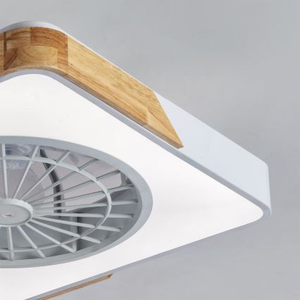 Brilagi - LED-dimmbare Deckenleuchte mit Ventilator LED/38W/230V 3000-6500K 3000-6500K 50x50 cm weiß/Eiche + Fernbedienung