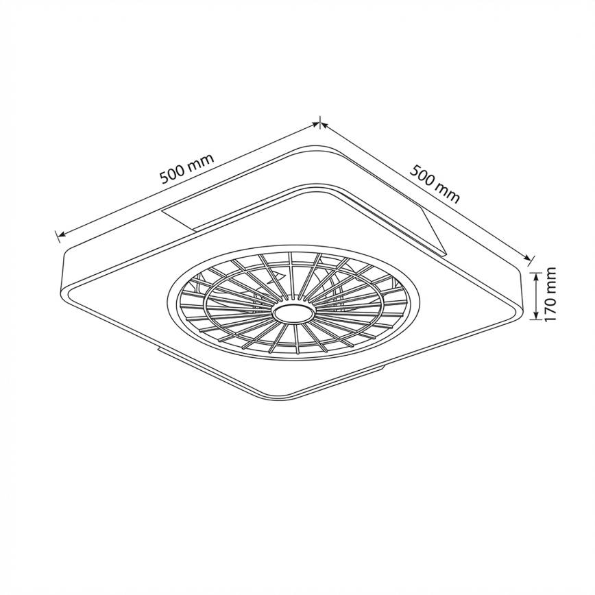 Brilagi - LED-dimmbare Deckenleuchte mit Ventilator LED/38W/230V 3000-6500K 3000-6500K 50x50 cm weiß/Eiche + Fernbedienung