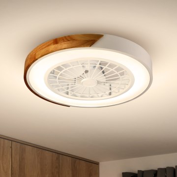 Brilagi - Dimmbare LED-Deckenleuchte mit Ventilator LED/30W/230V 3000-6500K weiß/Eiche + Fernbedienung
