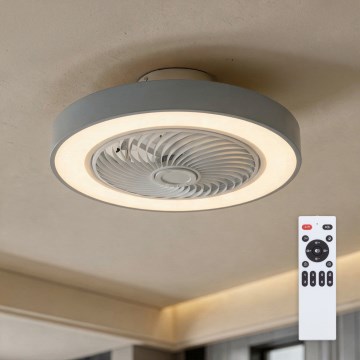 Brilagi - Dimmbare LED-Deckenleuchte mit Ventilator LED/38W/230V 3000-6500K Ø 50 cm grau + Fernbedienung
