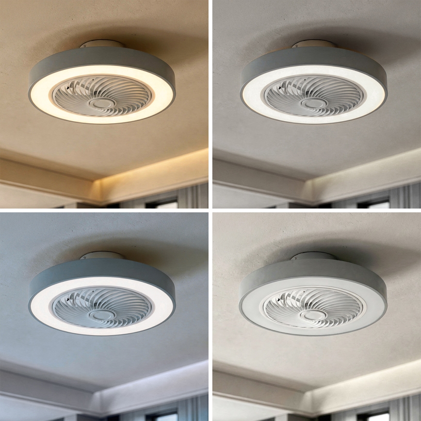 Brilagi - LED-dimmbare Deckenleuchte mit Ventilator LED/38W/230V 3000-6500K 3000-6500K Ø 50 cm grau + Fernbedienung