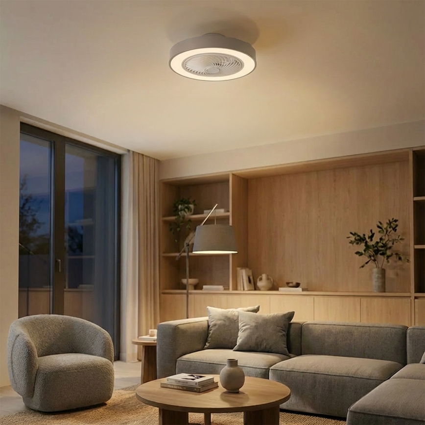 Brilagi - LED-dimmbare Deckenleuchte mit Ventilator LED/38W/230V 3000-6500K 3000-6500K Ø 50 cm grau + Fernbedienung