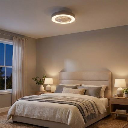 Brilagi - LED-dimmbare Deckenleuchte mit Ventilator LED/38W/230V 3000-6500K 3000-6500K Ø 50 cm grau + Fernbedienung