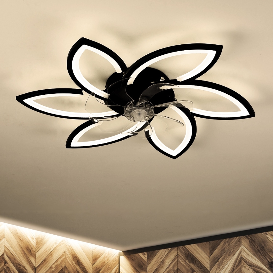 Brilagi - Dimmbare LED-Deckenleuchte mit Ventilator LED/50W/230V 3000-6500K schwarz + Fernbedienung