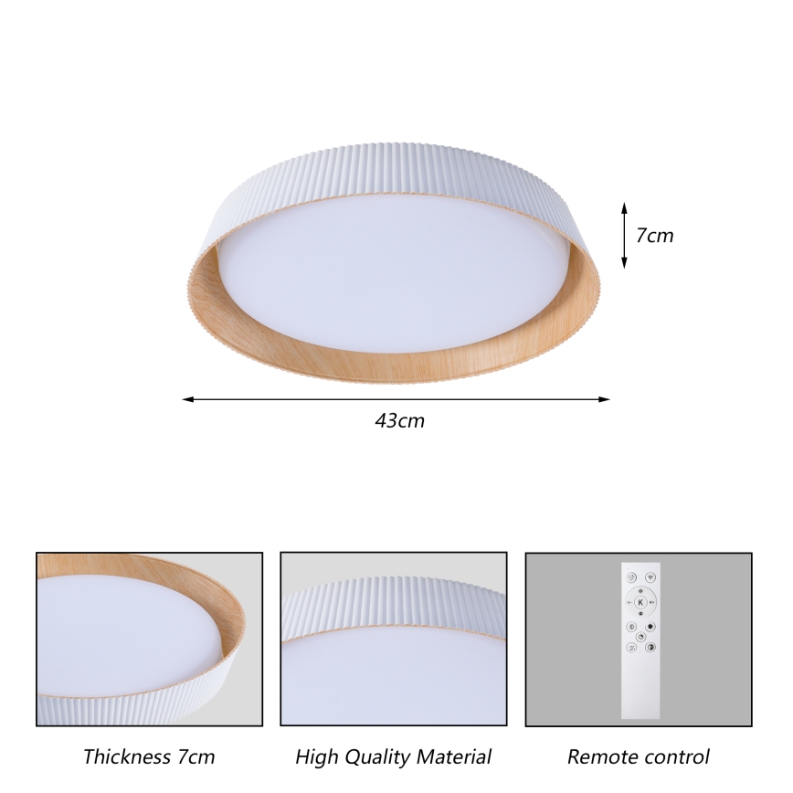Brilagi - ORINO LED-Deckenleuchte, dimmbar, 54W/230V, 3000-6000K, weiß, Ø 43 cm + Fernbedienung