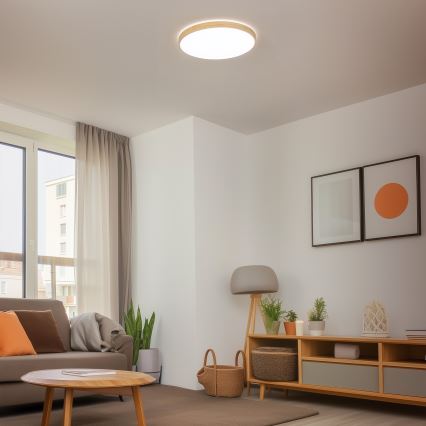 Brilagi - LED-dimmbare Deckenleuchte PINE LED/60W/230V Holz Ø 52 cm 3000-6500K + Fernbedienung