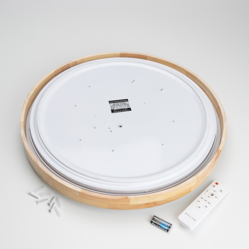 Brilagi - LED-dimmbare Deckenleuchte PINE LED/60W/230V Holz Ø 52 cm 3000-6500K + Fernbedienung