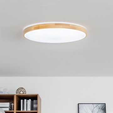 Brilagi - Dimmbare LED-Deckenleuchte PINE LED/60W/230V Holz Ø 52 cm 3000–6500 K + Fernbedienung