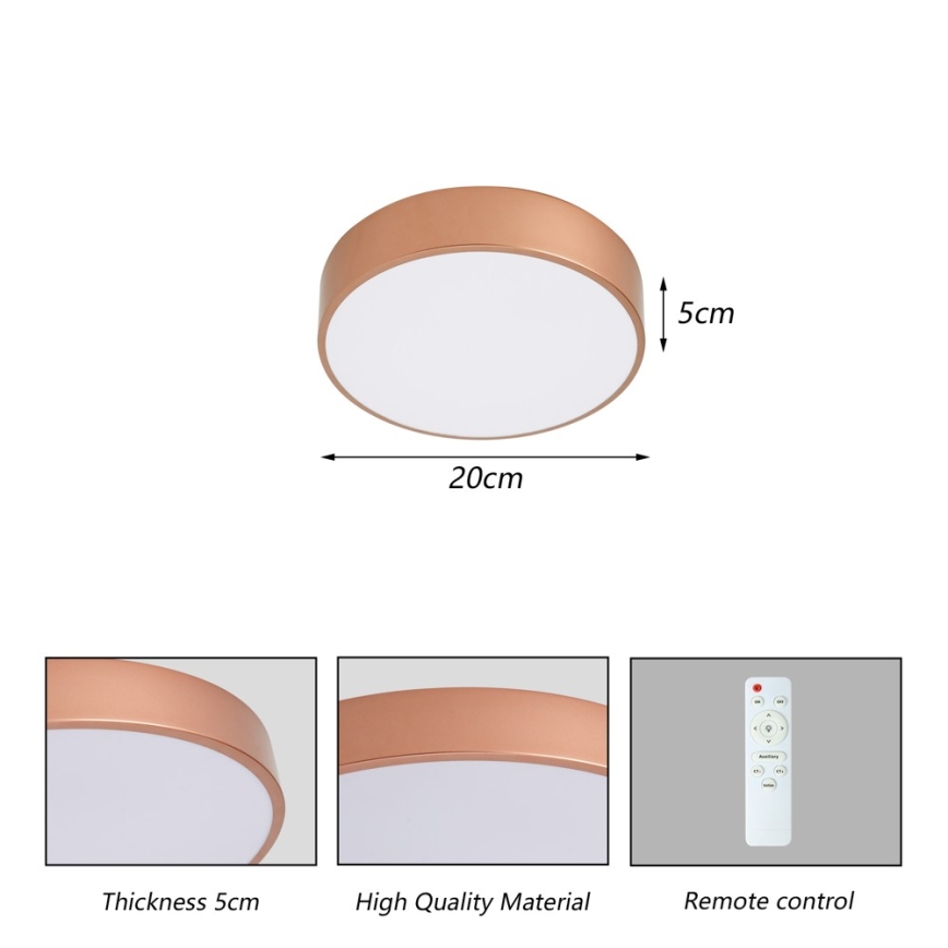 BRILAGI - dimmbare LED-Deckenleuchte POOL LED/24W/230V 3000-6000K Ø 20 cm kupferfarben + Fernbedienung