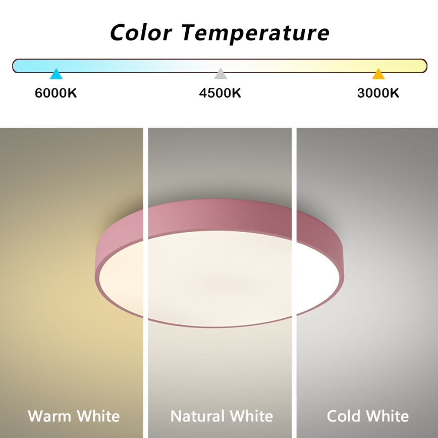 Brilagi - Dimmbare LED-Deckenleuchte POOL LED/36W/230V 3000-6000K Ø 30 cm rosa + Fernbedienung