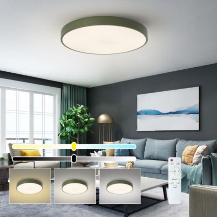 Brilagi - Dimmbare LED-Deckenleuchte POOL LED/60W/230V 3000-6000K Ø 60 cm grün + Fernbedienung