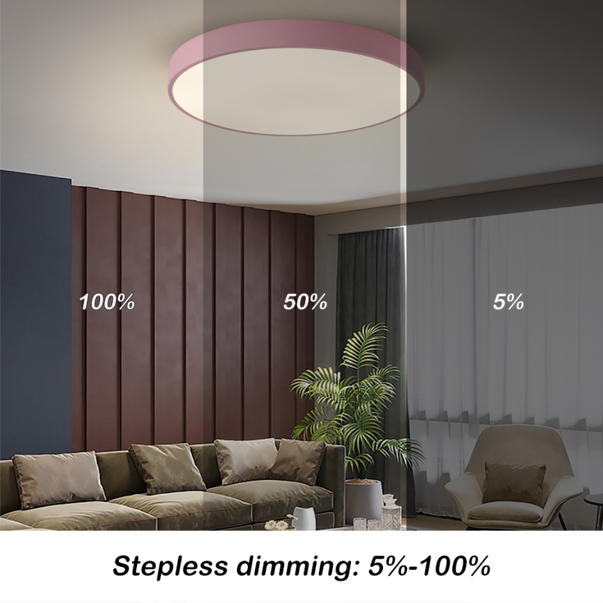 Brilagi - LED-dimmbare Deckenleuchte POOL LED/60W/230V 3000–6000K Ø 60 cm rosa + Fernbedienung