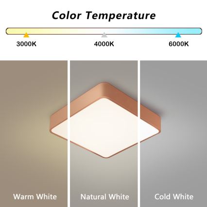 BRILAGI - dimmbare LED-Deckenleuchte POOL SQUARE LED/36W/230V 3000-6000K 40x40 cm bronzefarben + Fernbedienung