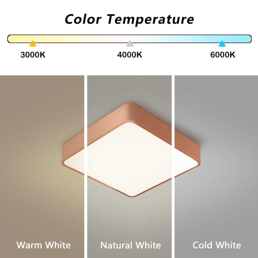 BRILAGI - dimmbare LED-Deckenleuchte POOL SQUARE LED/36W/230V 3000-6000K 40x40 cm bronzefarben + Fernbedienung