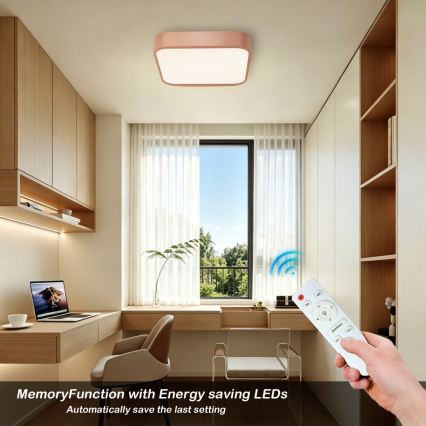 BRILAGI - dimmbare LED-Deckenleuchte POOL SQUARE LED/36W/230V 3000-6000K 40x40 cm bronzefarben + Fernbedienung