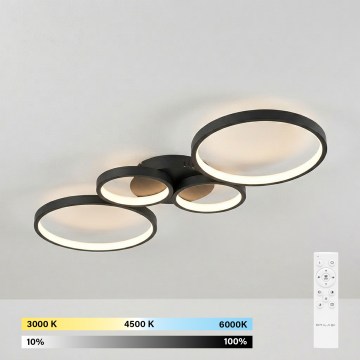 Brilagi - dimmbare LED-Deckenleuchte RINGO LED/34W/230V 3000-6000K 28x78 cm schwarz + Fernbedienung