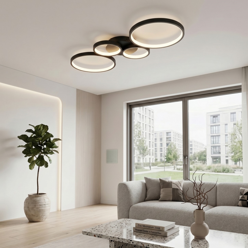 Brilagi - dimmbare LED-Deckenleuchte RINGO LED/34W/230V 3000-6000K 28x78 cm schwarz + Fernbedienung