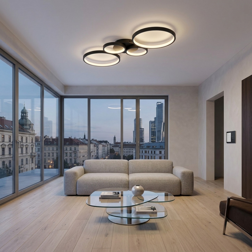 Brilagi - dimmbare LED-Deckenleuchte RINGO LED/34W/230V 3000-6000K 28x78 cm schwarz + Fernbedienung