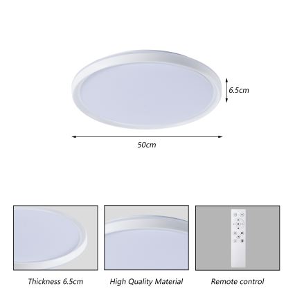 Brilagi - dimmbare LED-Deckenleuchte RIVO LED/72W/230V 3000–6000K weiß Ø 50 cm + Fernbedienung