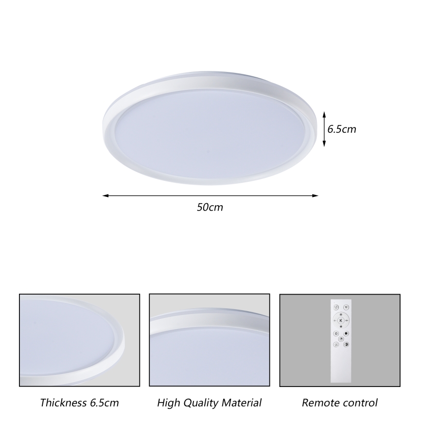 Brilagi - dimmbare LED-Deckenleuchte RIVO LED/72W/230V 3000–6000K weiß Ø 50 cm + Fernbedienung