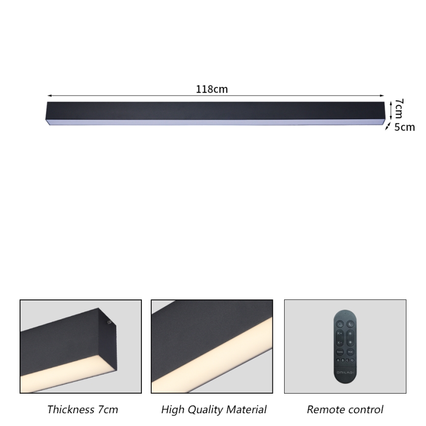 Brilagi - LED-dimmbare Deckenleuchte SLEEKLINE SMART LED/40W/230V 3000-6000K Wi-Fi Tuya schwarz + Fernbedienung