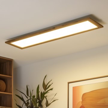 Brilagi - Dimmbare LED-Deckenleuchte SLIMFRAME WOOD LED/58W/230V 124x33,7 cm 3000-6000K braun + Fernbedienung